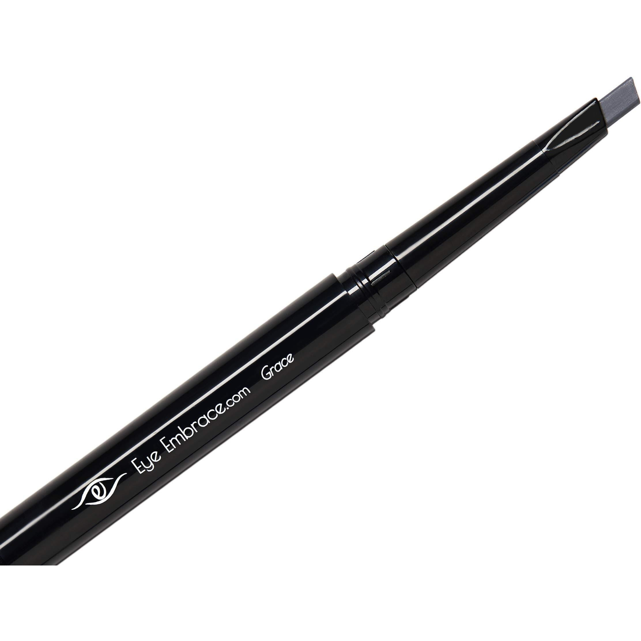 Eye Embrace Grace Medium Gray Eyebrow Pencil - Waterproof  Double-Ended Automatic Angled Tip  Spoolie Brush  Cruelty-Free