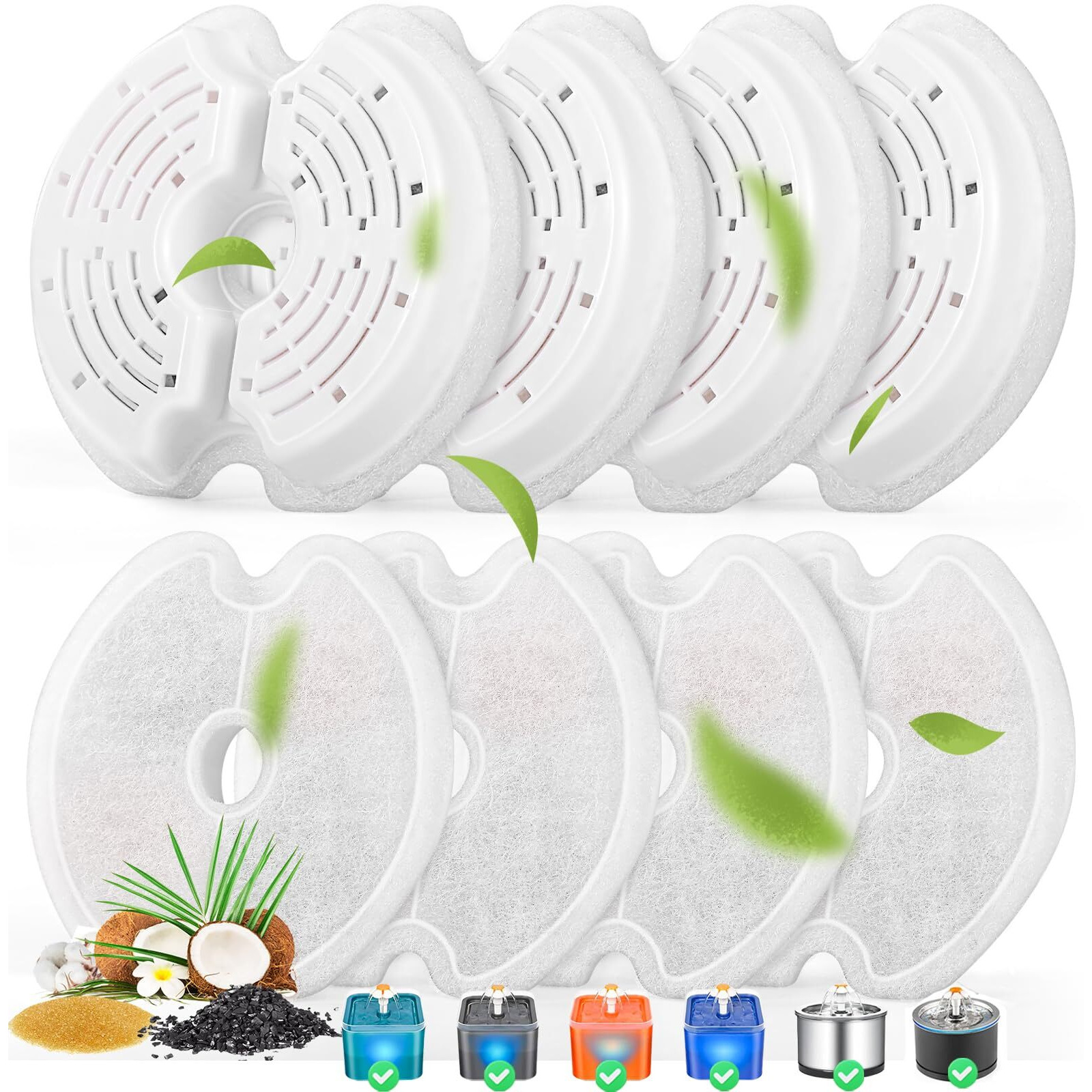 Cat Water Fountain Filters For 84Oz/2.5L Stainless Steel Pet Fountain And 67Oz/2.0L Plastic Cat Drinking Fountain  8 Pack Pet Replacement Filters Set