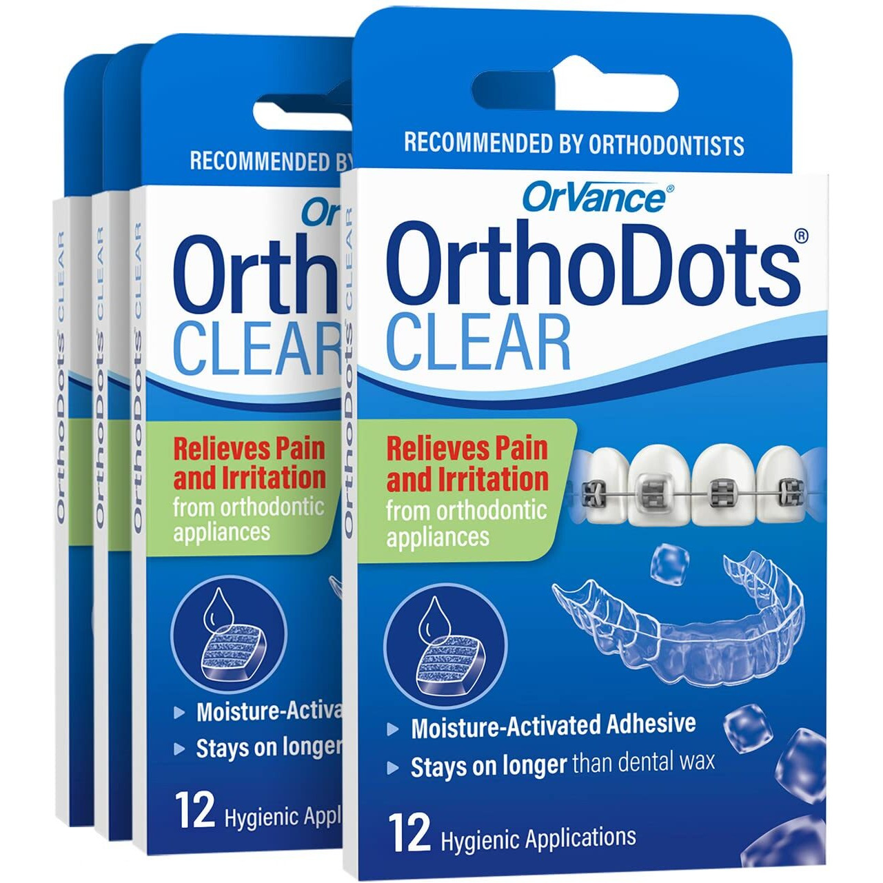 Orthodots Clear (48 Count) - Moisture Activated  Silicone Dental Wax Alternative For Pain Caused By Braces Orthodots Stick Better  Stay On Longer Than Orthodontic Wax (48 Count Clear)