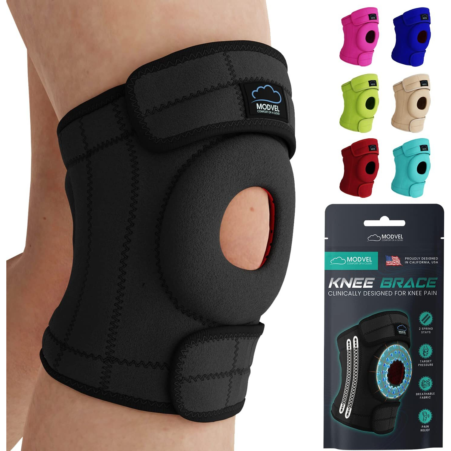 Modvel Elite Knee Brace With Side Stabilizers  Patella Gel Pads For Maximum Knee Pain Support And Fast Recovery For Men And Women  Medical Knee Pad For Running  Workout  Arthritis  Joint Recovery