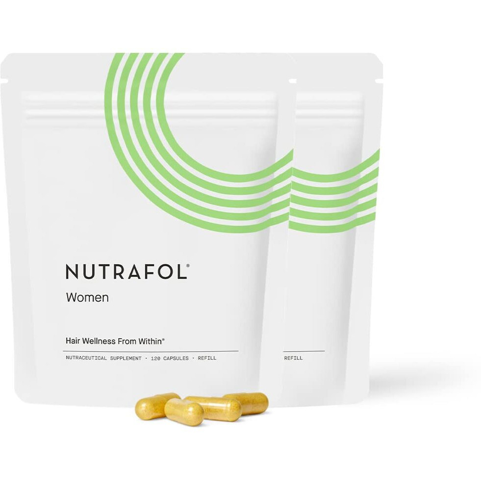 Nutrafol Womens Hair Growth Supplement  Ages 18-44  Clinically Proven For Visibly Thicker  Stronger Hair  Dermatologist Recommended  Refill Pouches  2 Month Supply