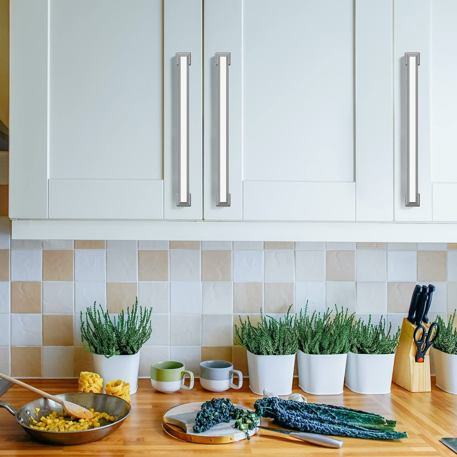 Asidrama 10 Pack 7.5 Inch(192Mm) Brushed Satin Nickel Kitchen Cabinet Handles Cabinet Pulls Kitchen Cabinet Hardware For Cupboard Drawer Pulls