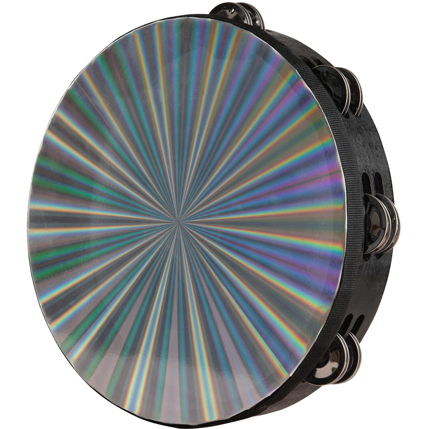 Radiant Tambourine 10 Inch Hand Held Tambourine Double Row Jingles Reflective Drum Percussion Musical Instrument For Adults Church Ktv Party Dance