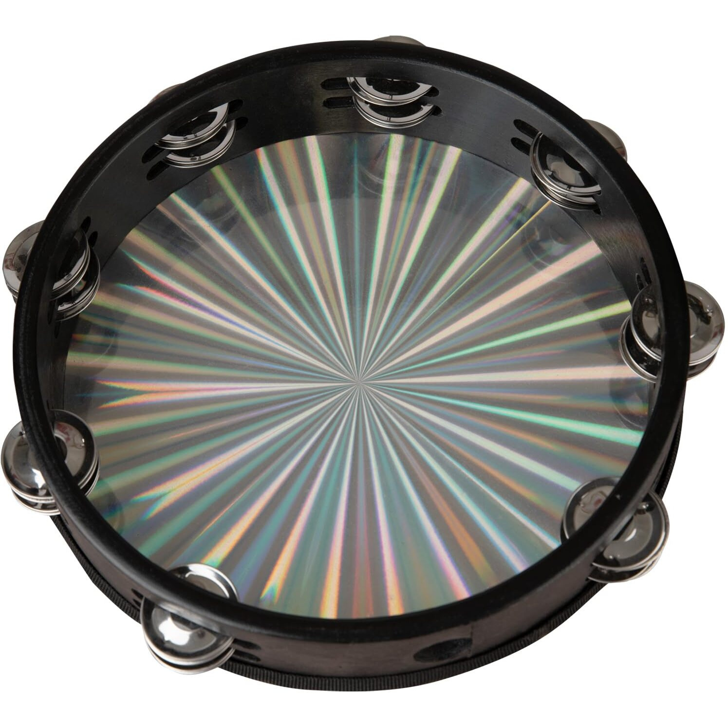 Radiant Tambourine 10 Inch Hand Held Tambourine Double Row Jingles Reflective Drum Percussion Musical Instrument For Adults Church Ktv Party Dance