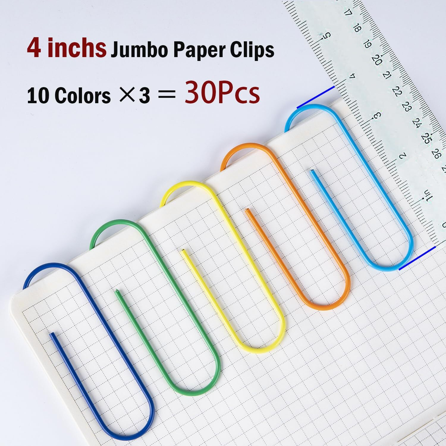 4 "" Inch Large Paper Clips  30 Pcs Vinyl Coated Multicolored Mega Large Jumbo Giant Big Colored Paper Holder For Office School Document Organizing