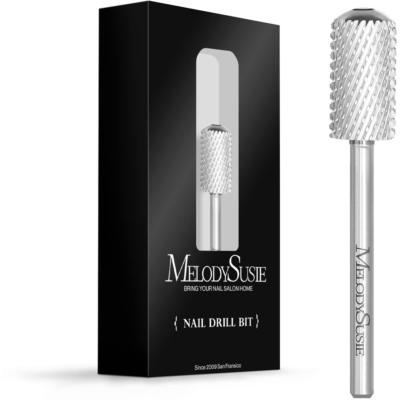 Melodysusie Safety Nail Drill Bits  3/32 ' ' Smooth Round Top Large Barrel Carbide Bits  Suitable For Manicure Pedicure Cuticle Gel Polishing  Beginners Bits  Silver  Series Bit-S  Coarse