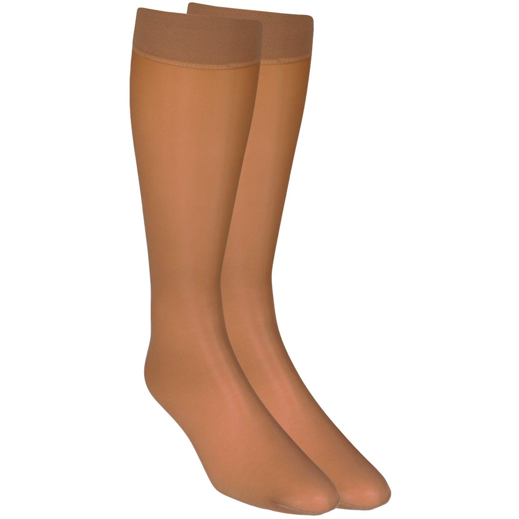 Nuvein Sheer Compression Stockings For Women  8-15 Mmhg Support  Light Denier  Knee High  Closed Toe  Taupe  Medium