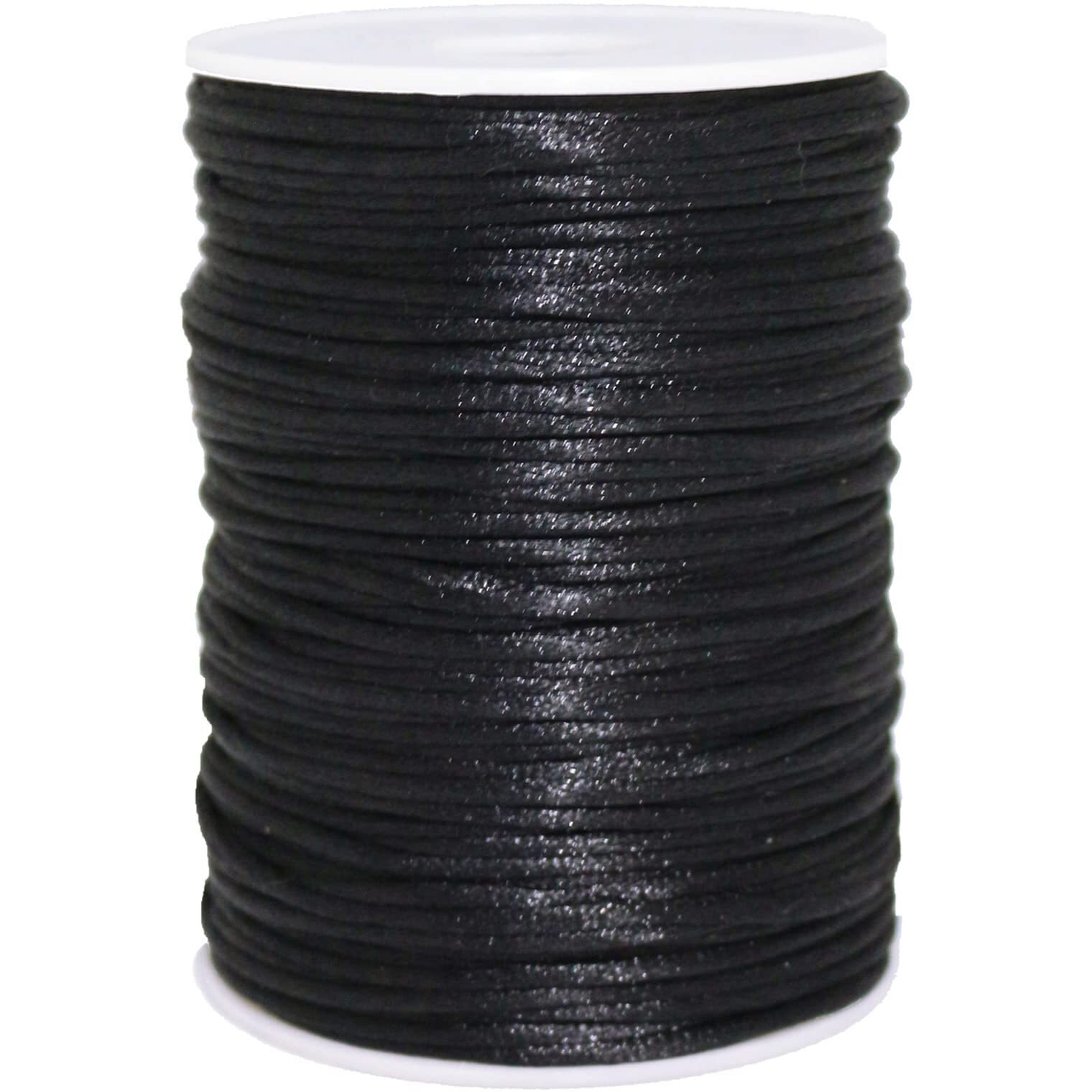 Fqtanju 2Mm X 100 Yards Premium Quality Rattail Nylon Satin Cord Roll  Kumihimo Rattail Chinese Knot  (Black)