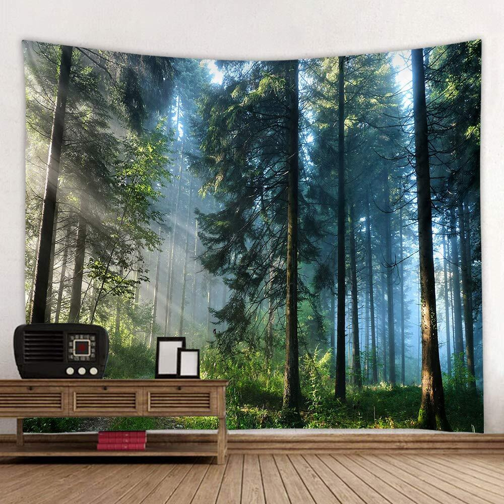 Forest Tapestry Home Decor Landscape Tapestry Living Room Bedroom Decoration Tapestry Magic Tapestry Curtain (Morning Forest  905La708W)Xgxl
