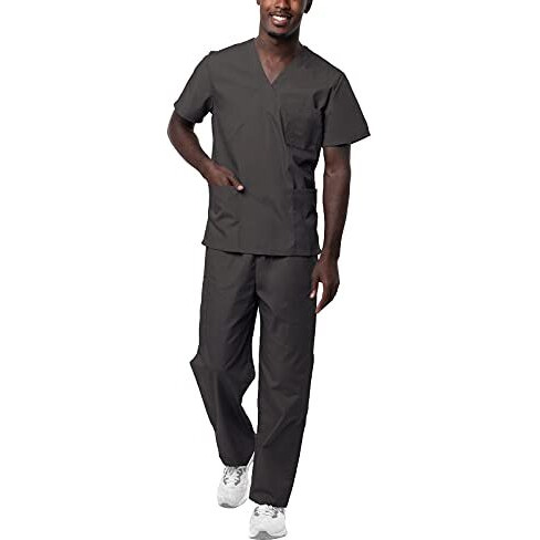 Sivvan Unisex Scrubs - Classic V-Neck Top  Drawstring Pants Scrub Set - S8400 - Charcoal - M