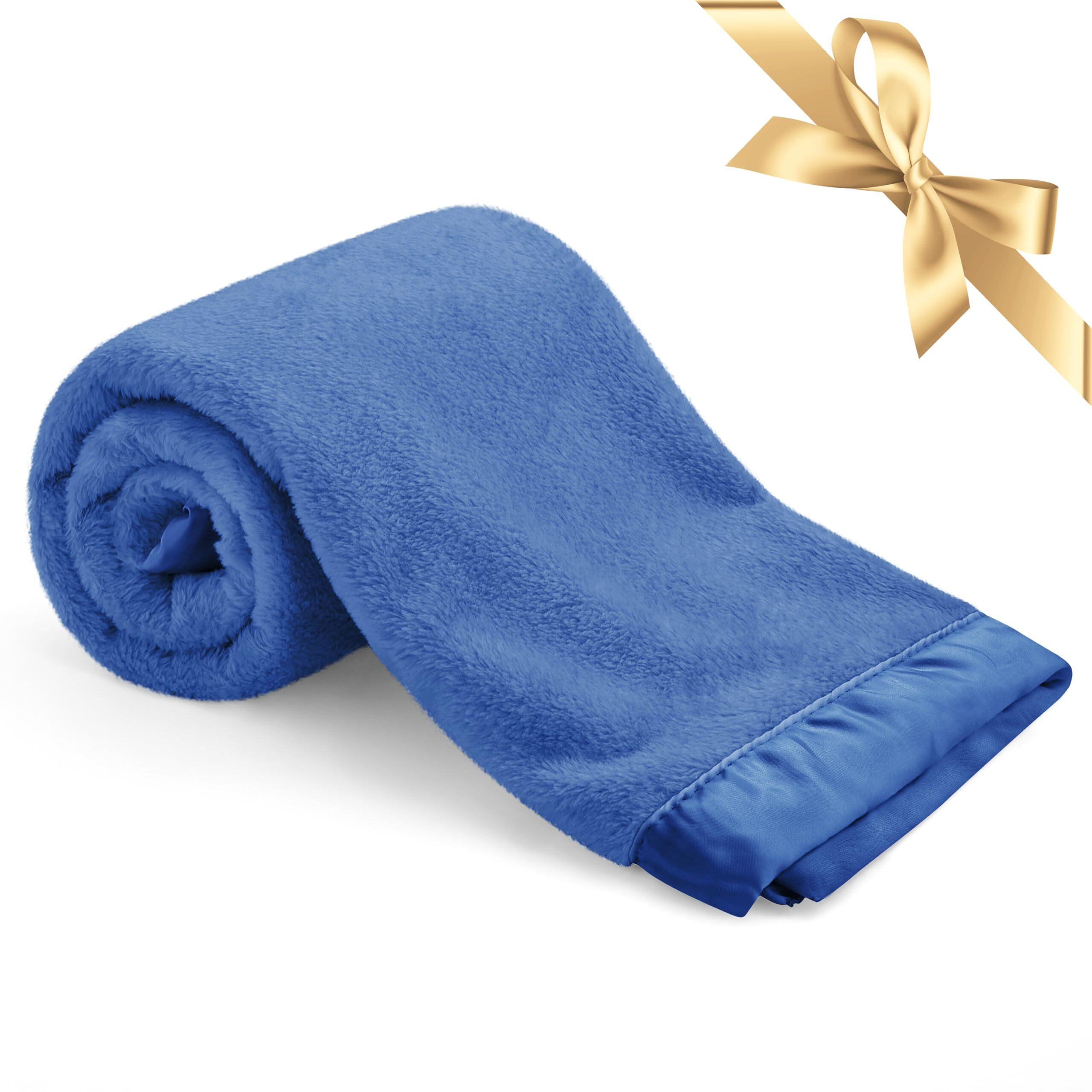 Pro Goleem Fleece Baby Blanket With Satin Trim  30X40 Inch  Navy Blue