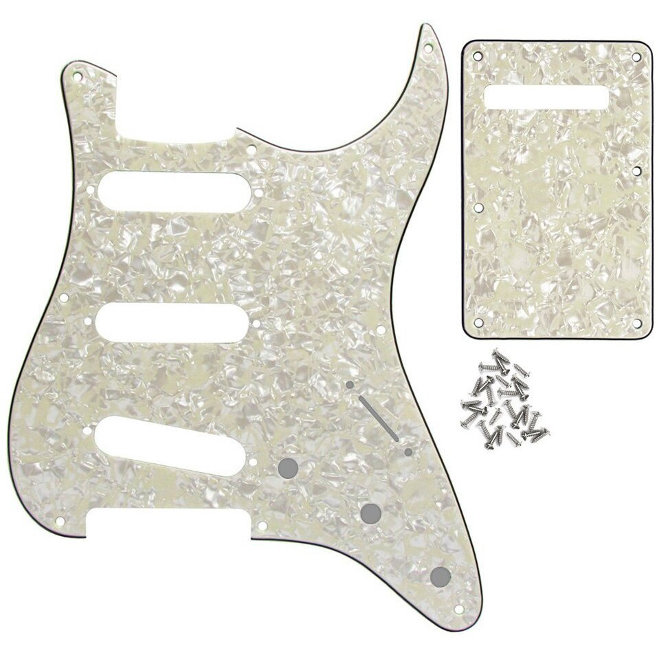 Fleor Sss 8 Hole Vintage St Pickguard Guitar Back Plate With Screw For Vintage St Style Guitar Parts  4Ply Aged Pearl