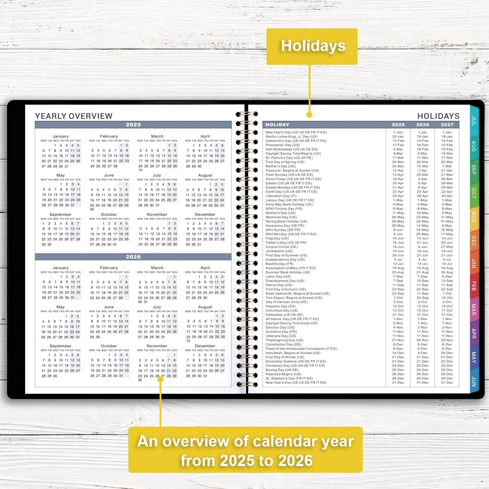 2025-2026 Weekly Appointment Book - Appointment Book 2025-2026  Jul 2025 - Jun 2026  Daily/Hourly Planner With Tabs  15 Minutes  8.26 "" X 10.7 ""  Wirebound - Black