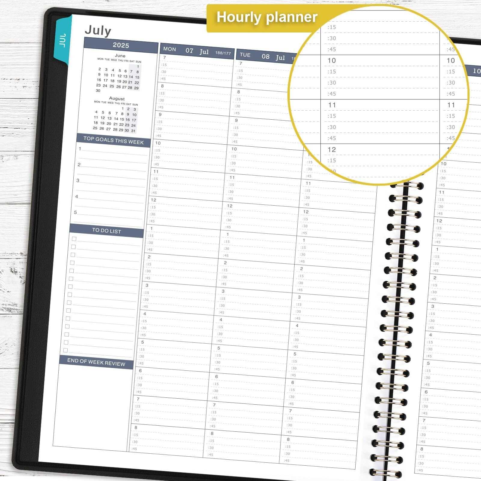 2025-2026 Weekly Appointment Book - Appointment Book 2025-2026  Jul 2025 - Jun 2026  Daily/Hourly Planner With Tabs  15 Minutes  8.26 "" X 10.7 ""  Wirebound - Black