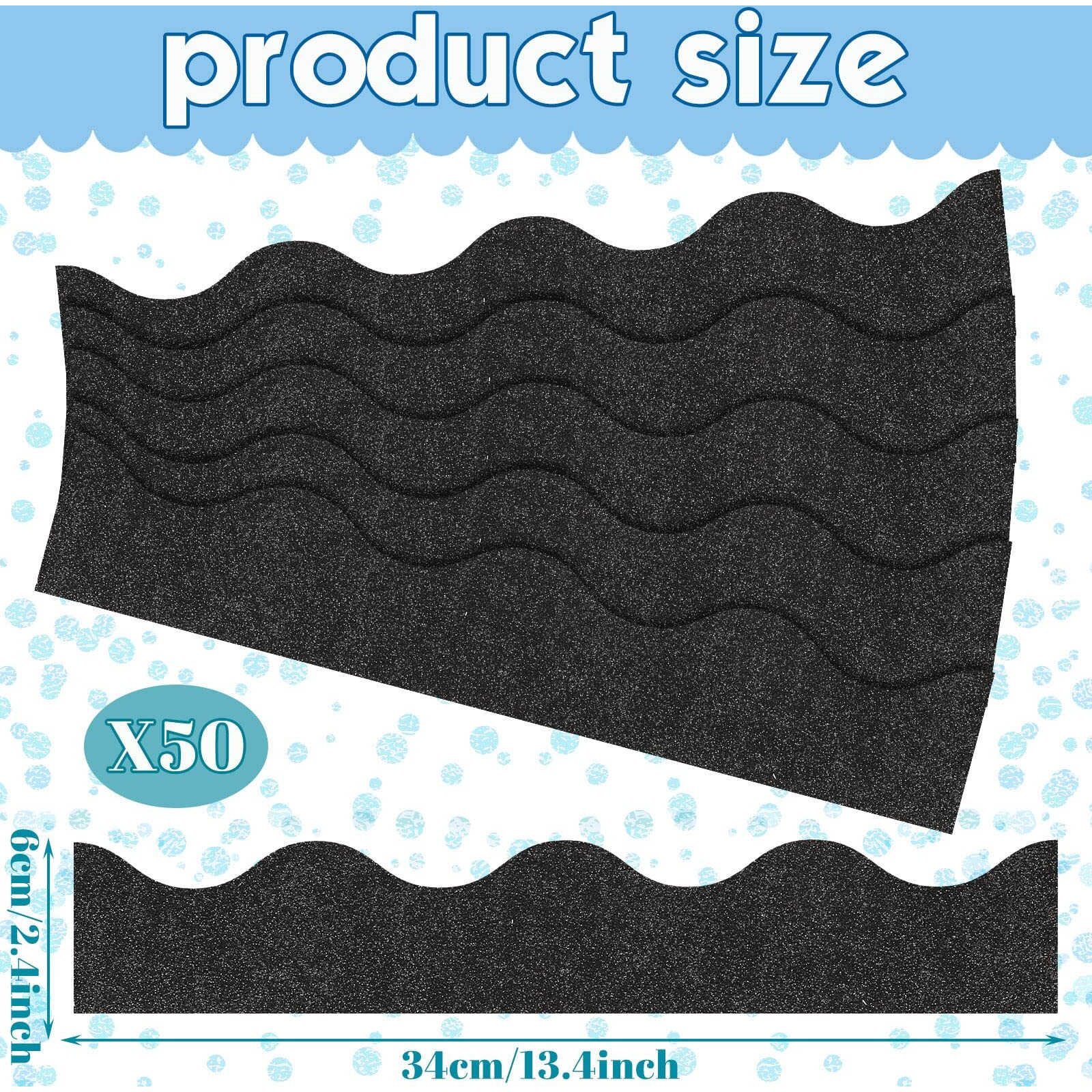 Spakon 55.8 Feet Bulletin Board Border Glitter Scalloped Borders Decorative Bulletin Board Trim Poster Borders Decoration Strips(Black)