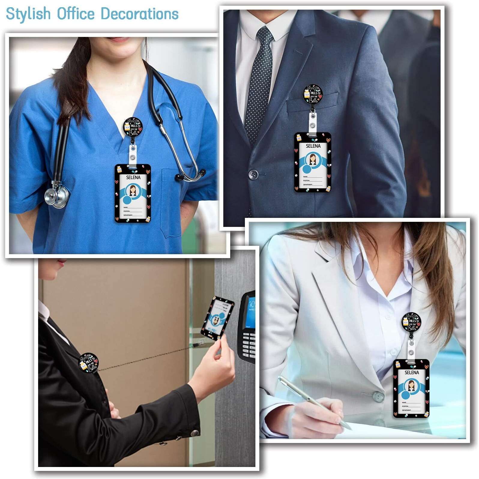 Id Badge Holder With Breakaway Lanyard  Nurse Lanyards For Id Badges Name Tags Id Card Holder  Cute Badge Reel Badge Clip Retractable  Pharmacy Technician Pharmacist Design