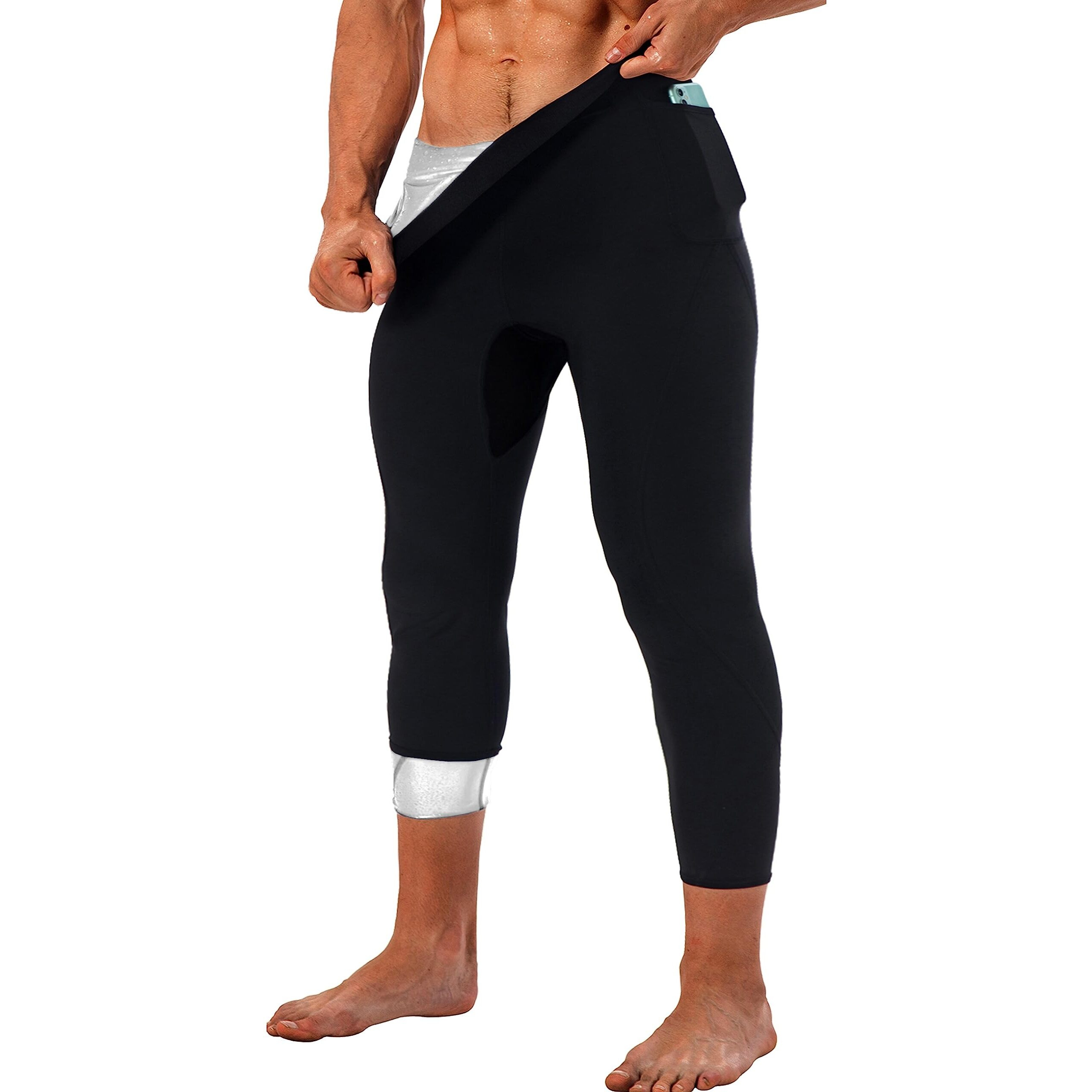 Lmcob Sauna Sweat Short Pants For Men Sauna Leggings Compression Hight Waist Pants Workout Sauna Suit(Bh7001-07-L)