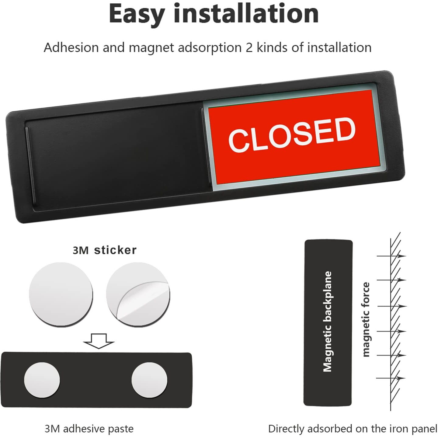 Open Closed Sign  Open Signs Privacy Slide Door Sign Indicator For Business Storefront  Restroom  Office Door  Wall  Window  Restaurants  Retail Salon Shops (Black)