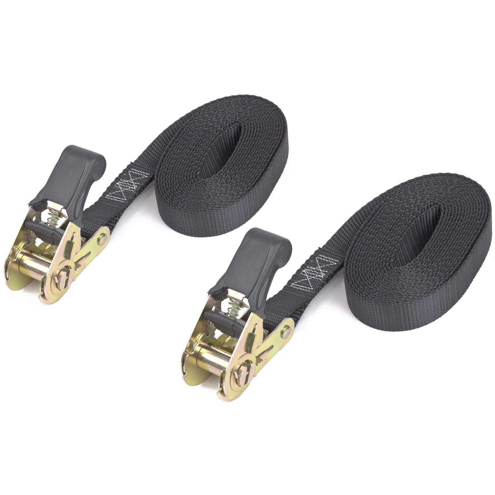 Powertye Mfg Endless Ratchets - 1In X 10Ft Easy Grip (No Hooks) - 400 Lb. Working Load Limit / 1 200 Lb. Break Strength - Black 2-Pack