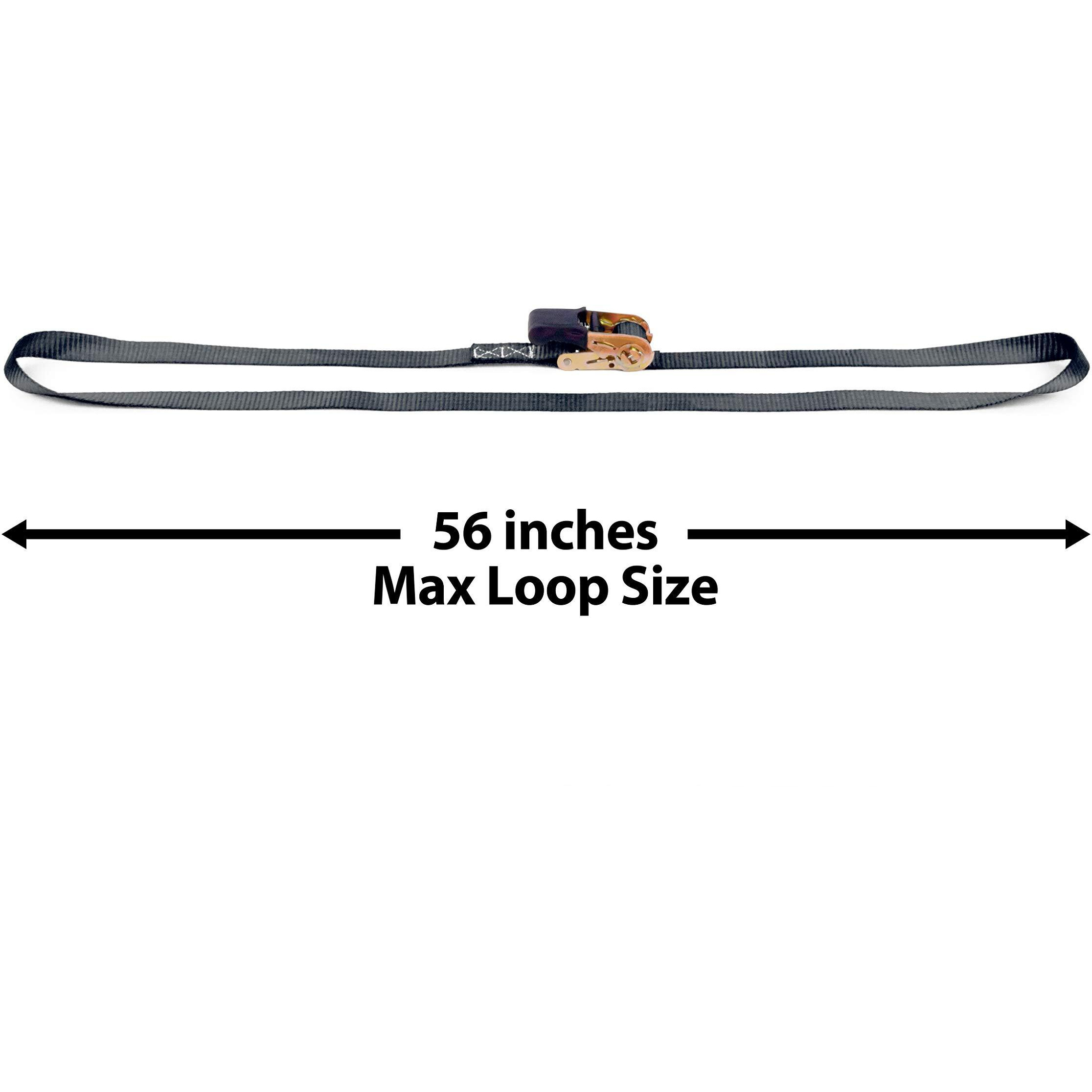 Powertye Mfg Endless Ratchets - 1In X 10Ft Easy Grip (No Hooks) - 400 Lb. Working Load Limit / 1 200 Lb. Break Strength - Black 2-Pack