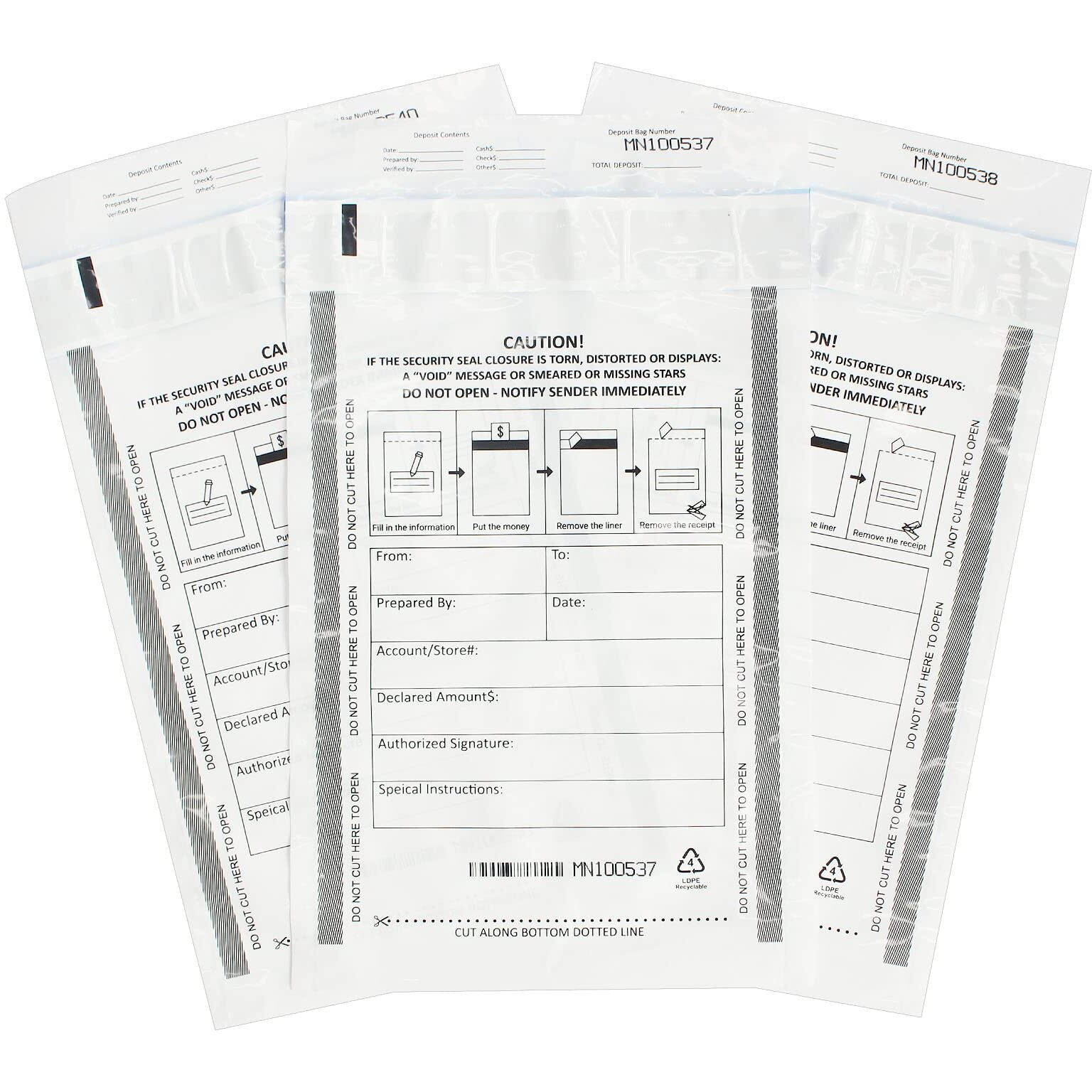 500 Pack Deposit Bags  Tamper-Evident Bags  Security Bank Pocket  Cash Register Bags (6X9 Inch  White) By Zmybcpack