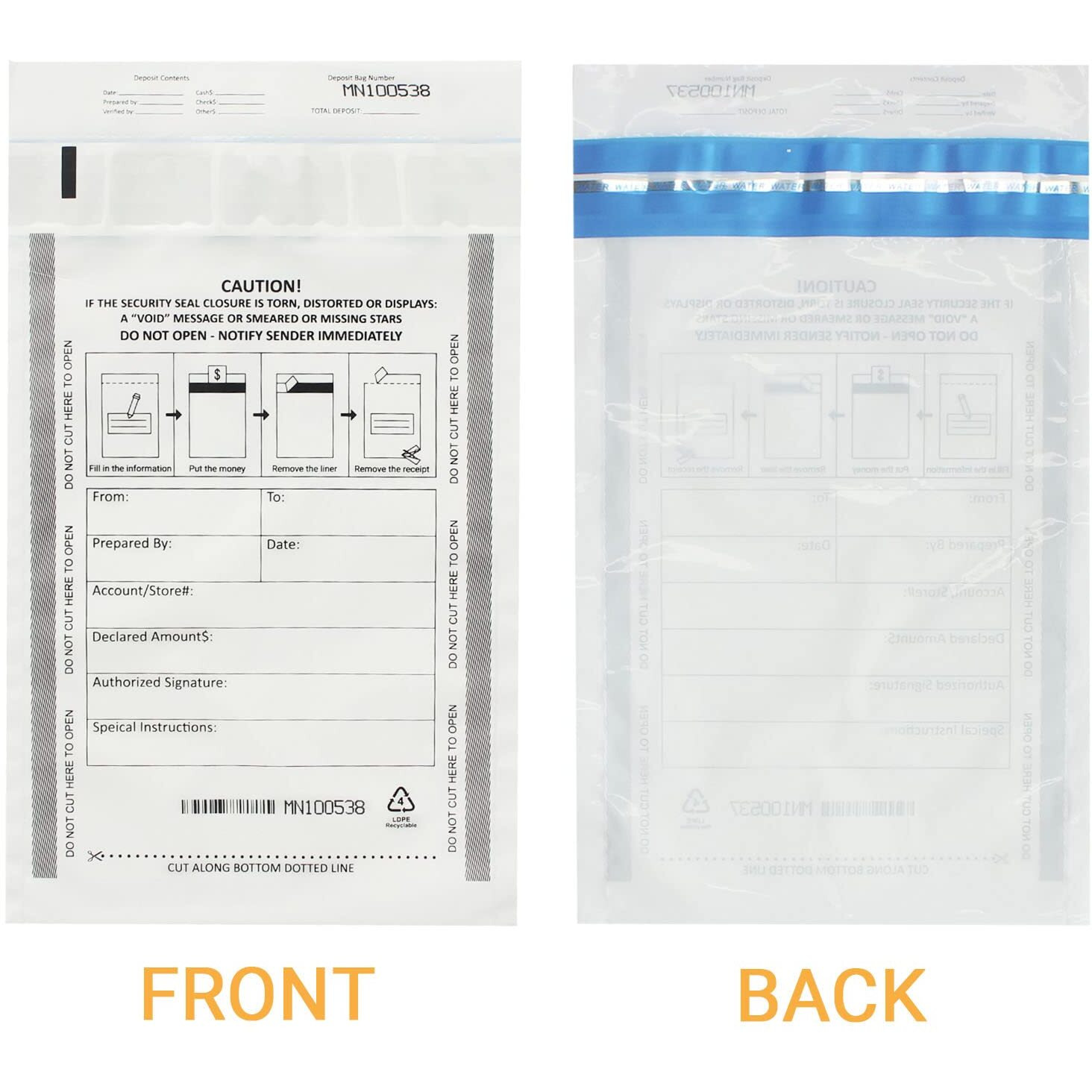 500 Pack Deposit Bags  Tamper-Evident Bags  Security Bank Pocket  Cash Register Bags (6X9 Inch  White) By Zmybcpack
