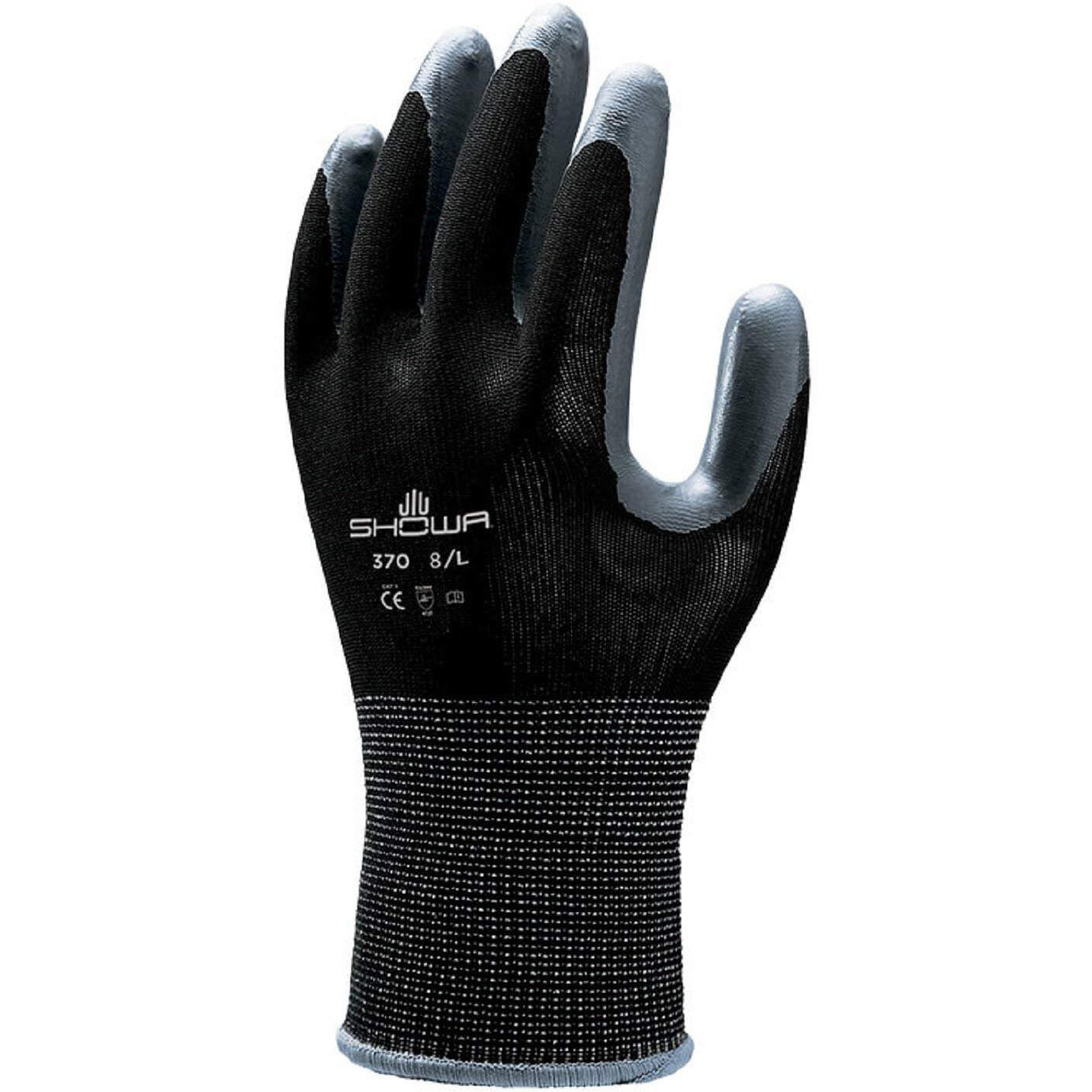 Showa Atlas 370B Nitrile Palm Coated General Purpose Work Glove  Black  Xx-Large (Pack Of 12 Pairs)