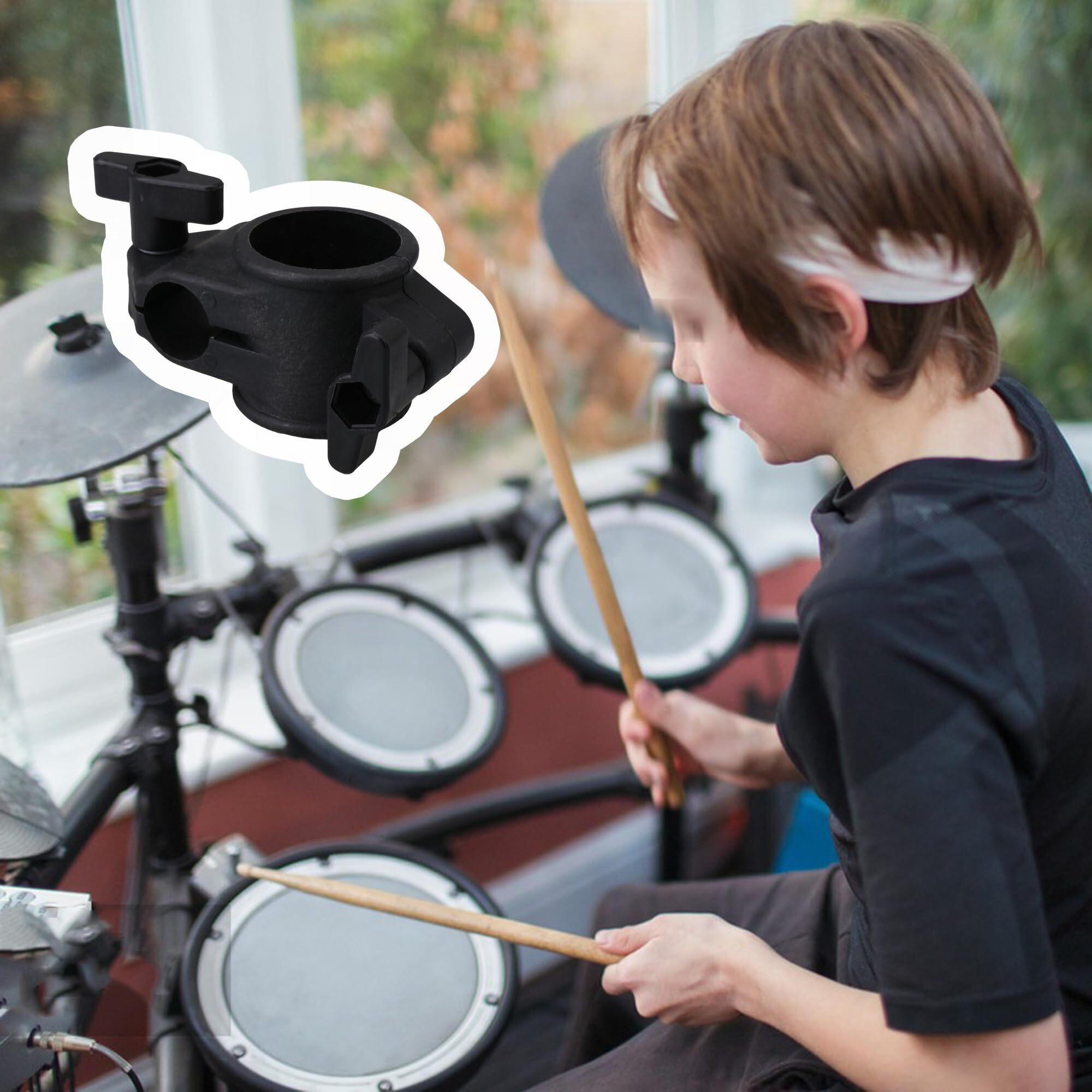 Logyues 22Mm Electronic Drums T Clamp Clip Bracket Kit Tubing Rack Mount Black Replacement For Roland Cr-22