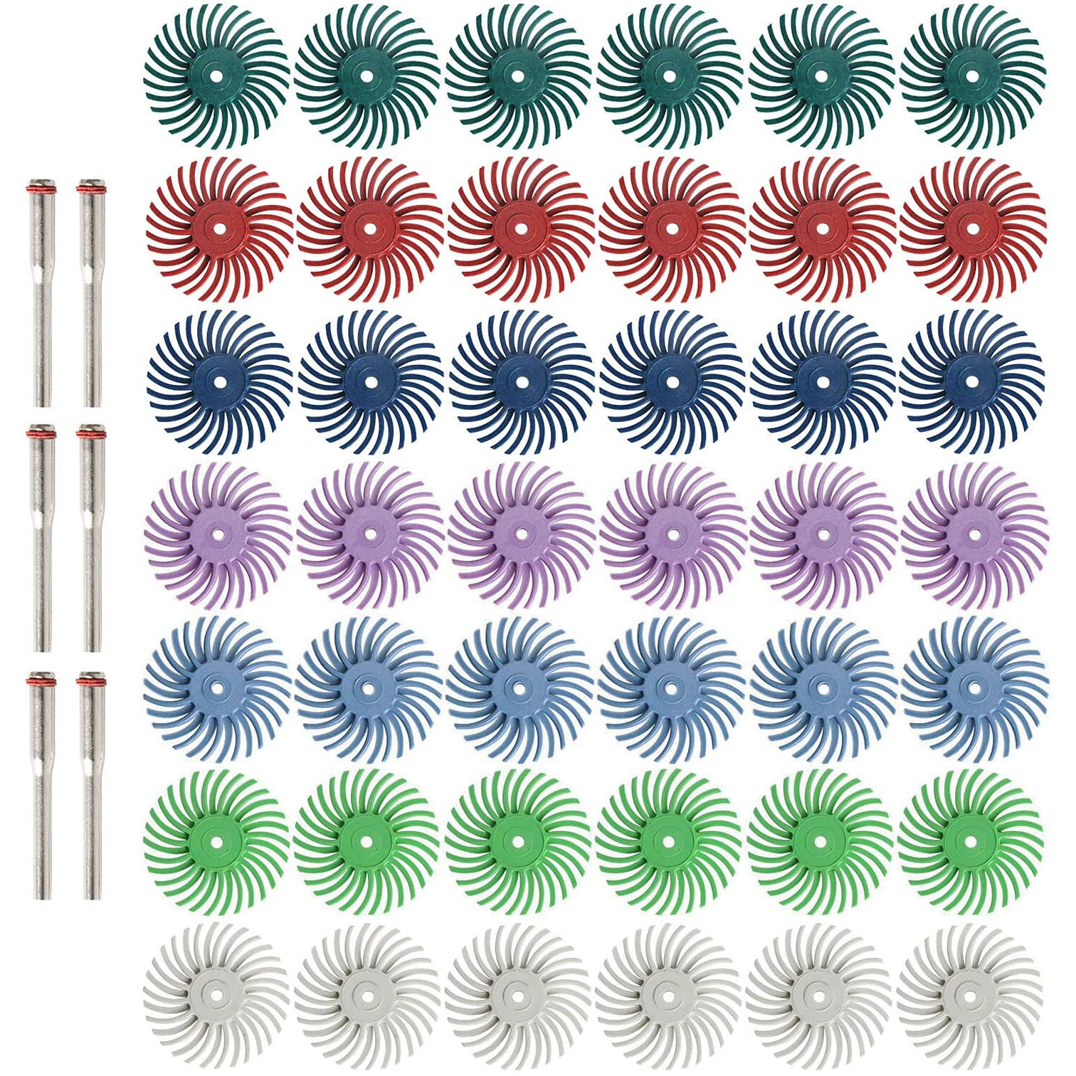 42Pcs 1 Inch Radial Bristle Disc Kit With 3Mm Shank For Rotary Tools Detail Abrasive Wheel For Jewelry Wood Metal Polishing  Bristle Wheel With Grit 80-2500