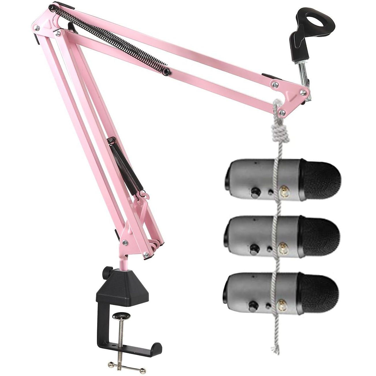 Pink Microphone Stand  Mic Boom Arm Suspension Scissor With Shock Mount Microphone Clip Holder Upgraded Desk Clamp For Blue Yeti Snowball Ice And Other Mics