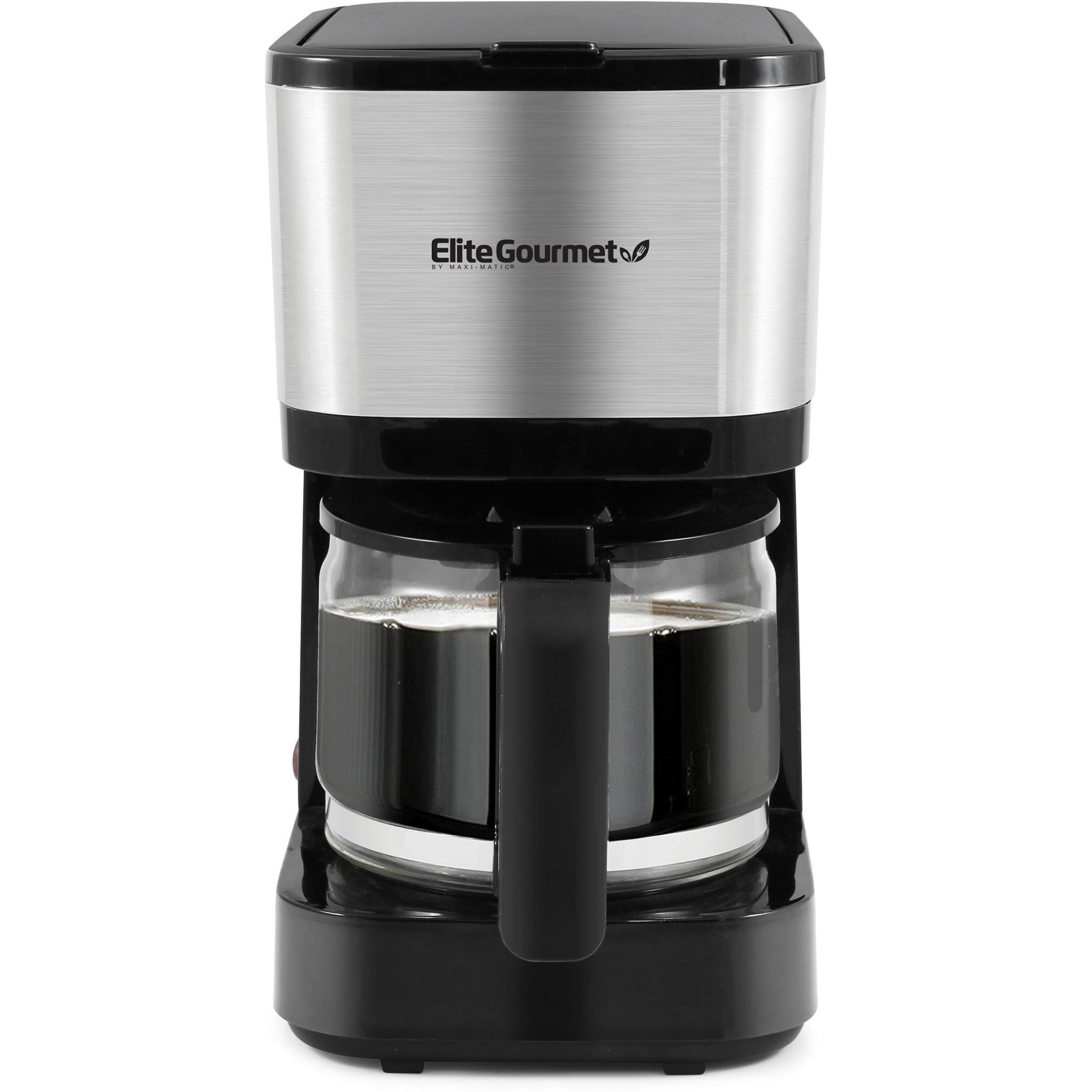 Elite Gourmet Ehc9420 Automatic Brew  Drip Coffee Maker  With Pause N Serve  Reusable Filter  Onoff Switch  Water Level Indicator  5-Cup  Stainless Steel