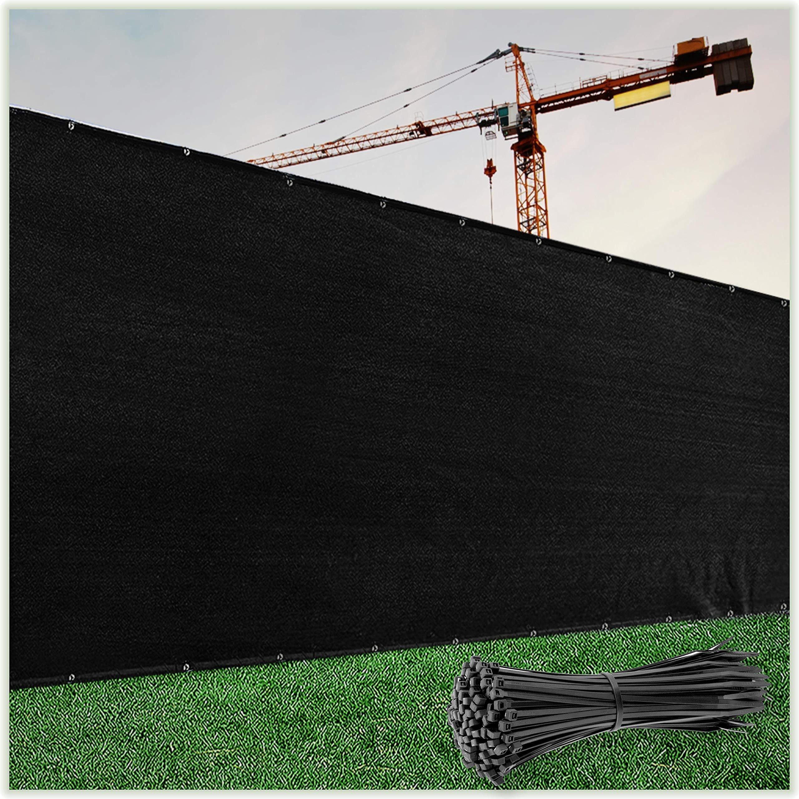 Colourtree Customized Size Fence Screen Privacy Screen Black 5' X 70' - Commercial Grade 170 Gsm - Heavy Duty - 3 Years Warranty - Cable Zip Ties Included