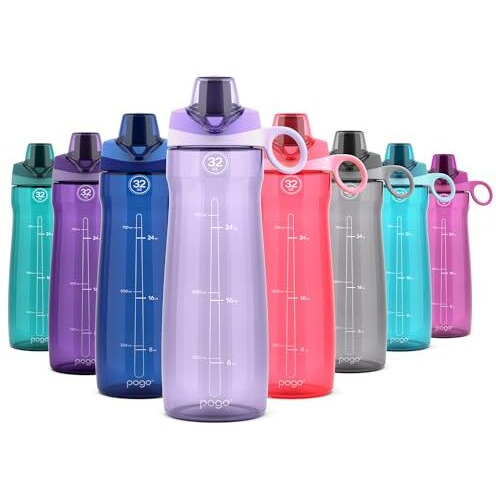 Pogo 32Oz Plastic Water Bottle With Chug Lid And Carry Handle  Reusable  Bpa Free  Dishwasher Safe  Perfect For Travel  School  Outdoors  And Gym  Lilac