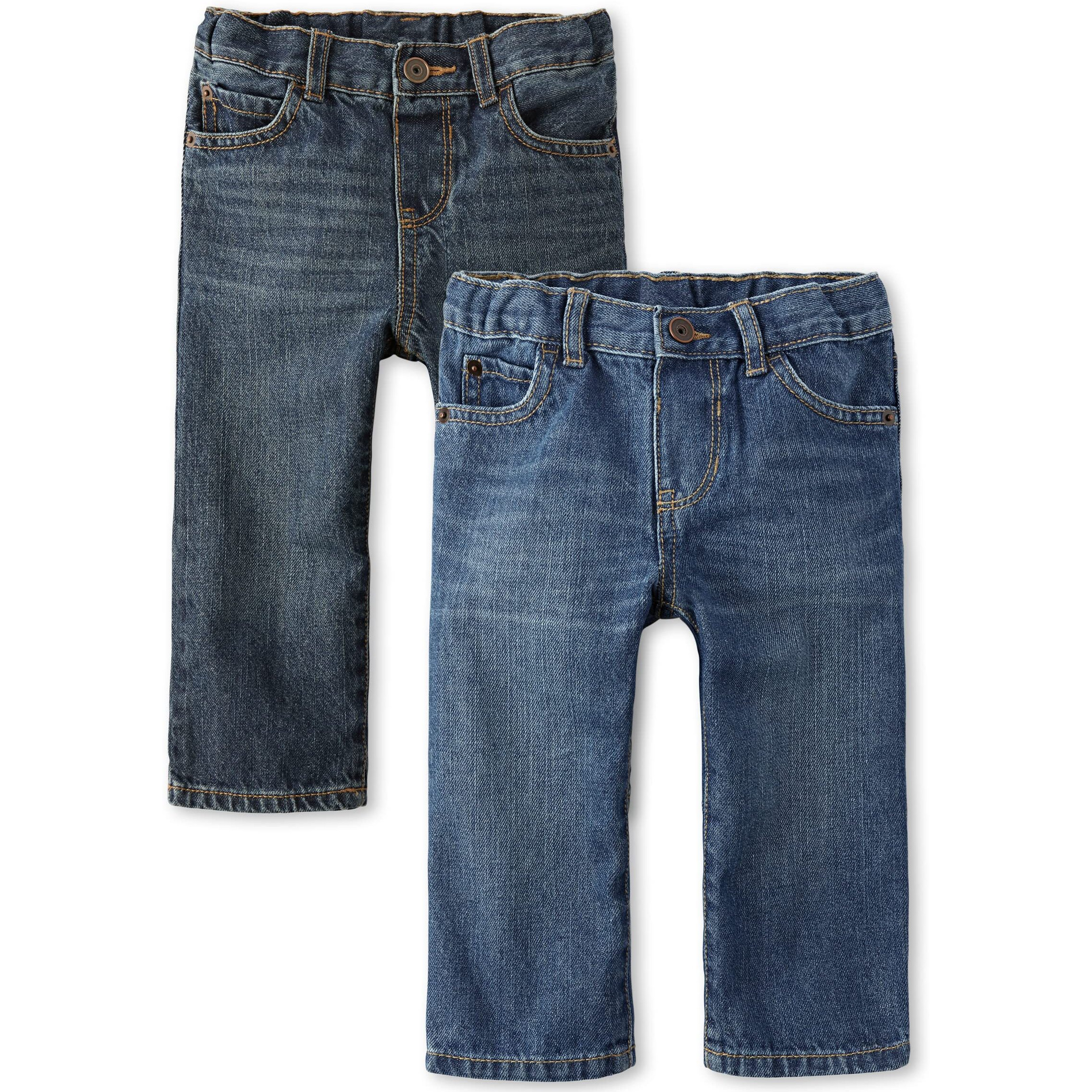 The Children's Place Baby Boys And Toddler Basic Straight Leg Jeans  Carbon Wash/Dk Juptier 2 Pack  3T Us