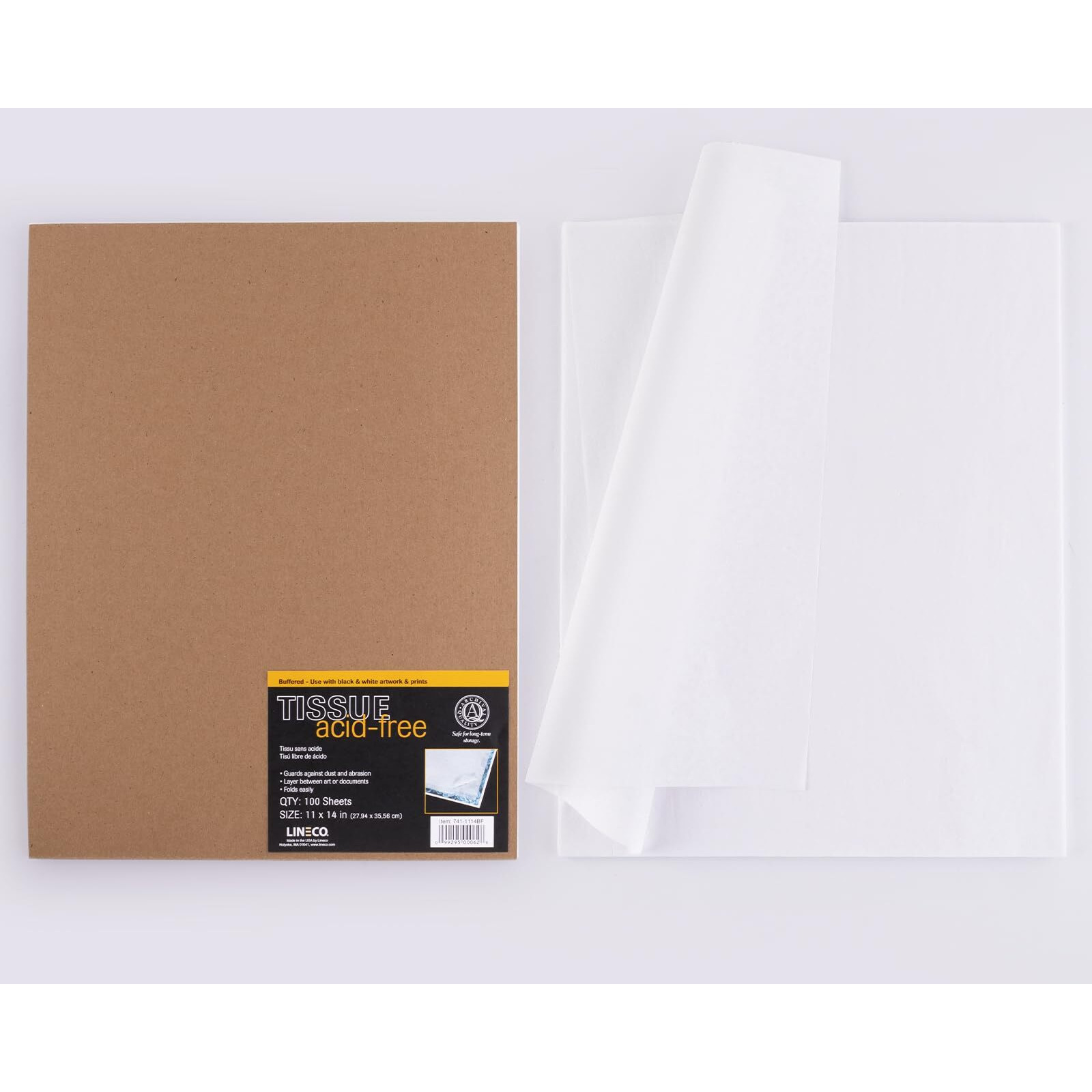 Lineco Buffered Acid-Free Interleaving Tissue 11 "" X14 ""  Archival Paper Extends Life Of Pictures  Photographs  Artwork And Textiles  For Black & White  Color  And Albumen Prints  Pack Of 100