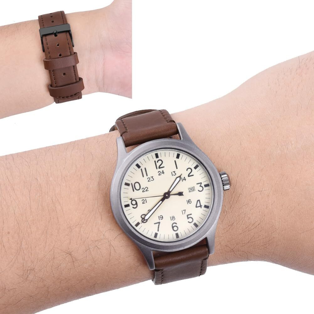 Ritche Christmas Gift 23Mm Quick Release Classic Vintage Leather Watch Bands Brown Genuine Leather Watch Straps For Men  Valentine 's Day Gifts For Him Or Her  White Elephant Gifts  Stocking Stuffers For Men