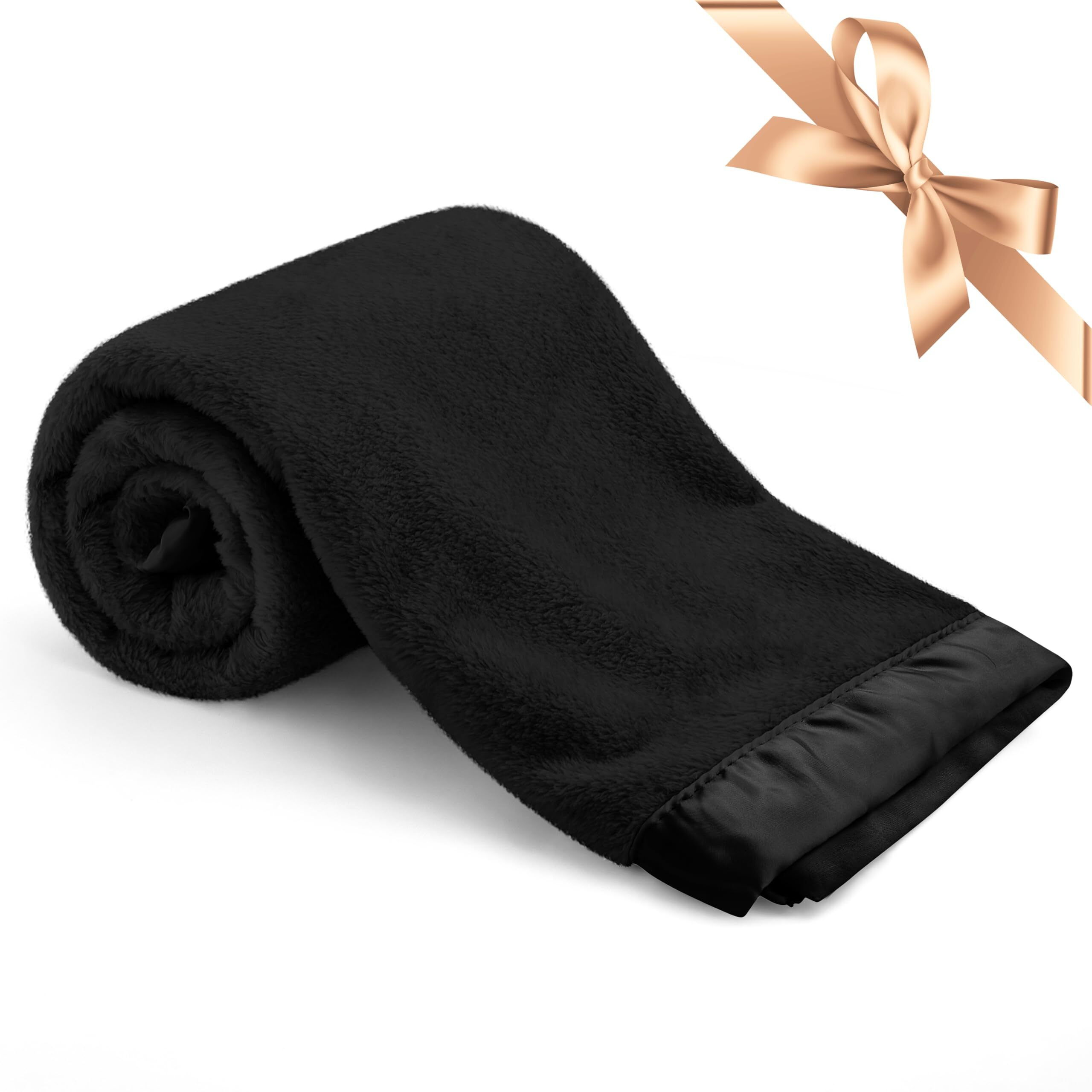 Pro Goleem Fleece Baby Blanket With 2 Inch Satin Trim Soft Anti-Static Plush Blanket For Boys And Girls Christmas Baby Gifts For Babies Black 30 ' 'X40 ' '
