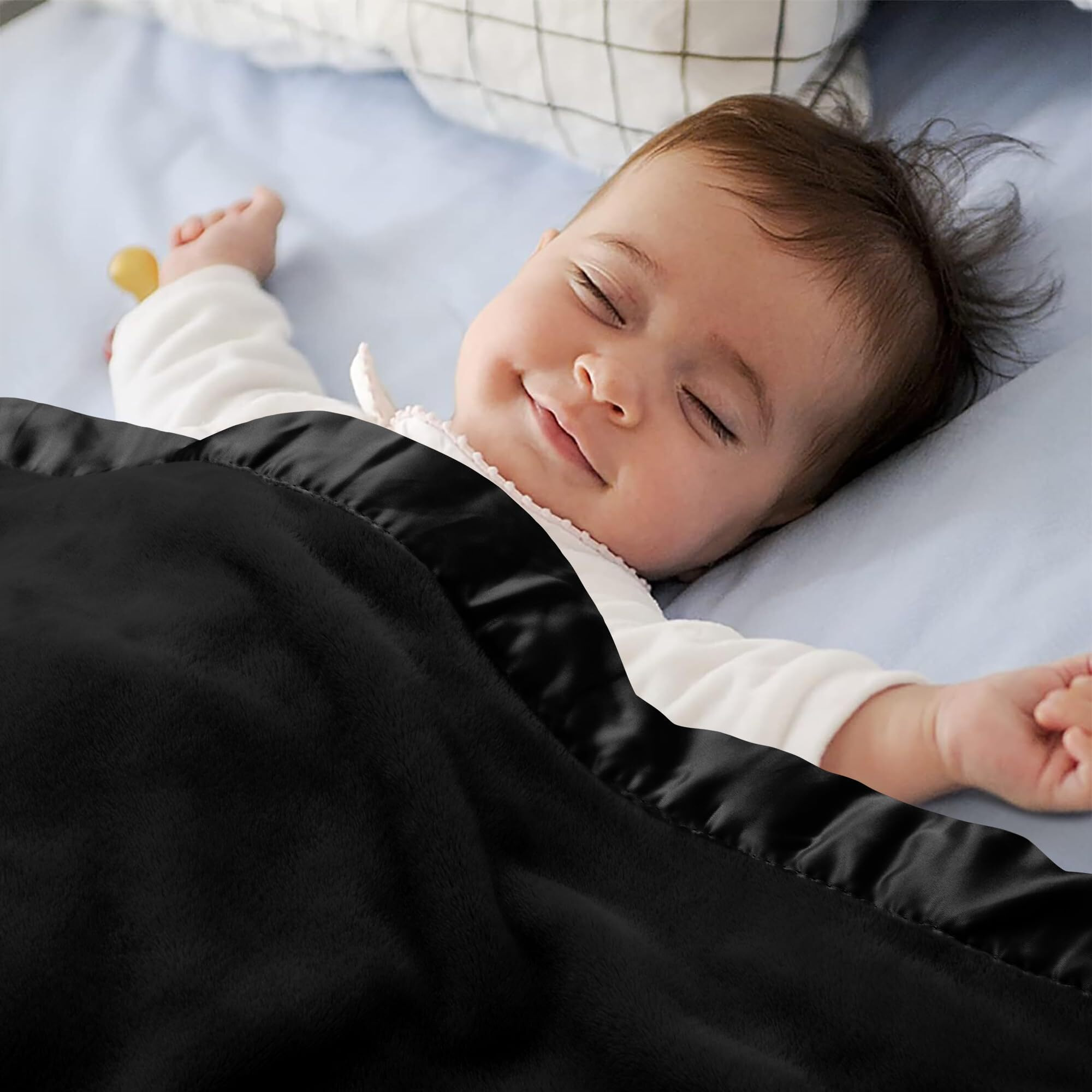 Pro Goleem Fleece Baby Blanket With 2 Inch Satin Trim Soft Anti-Static Plush Blanket For Boys And Girls Christmas Baby Gifts For Babies Black 30 ' 'X40 ' '