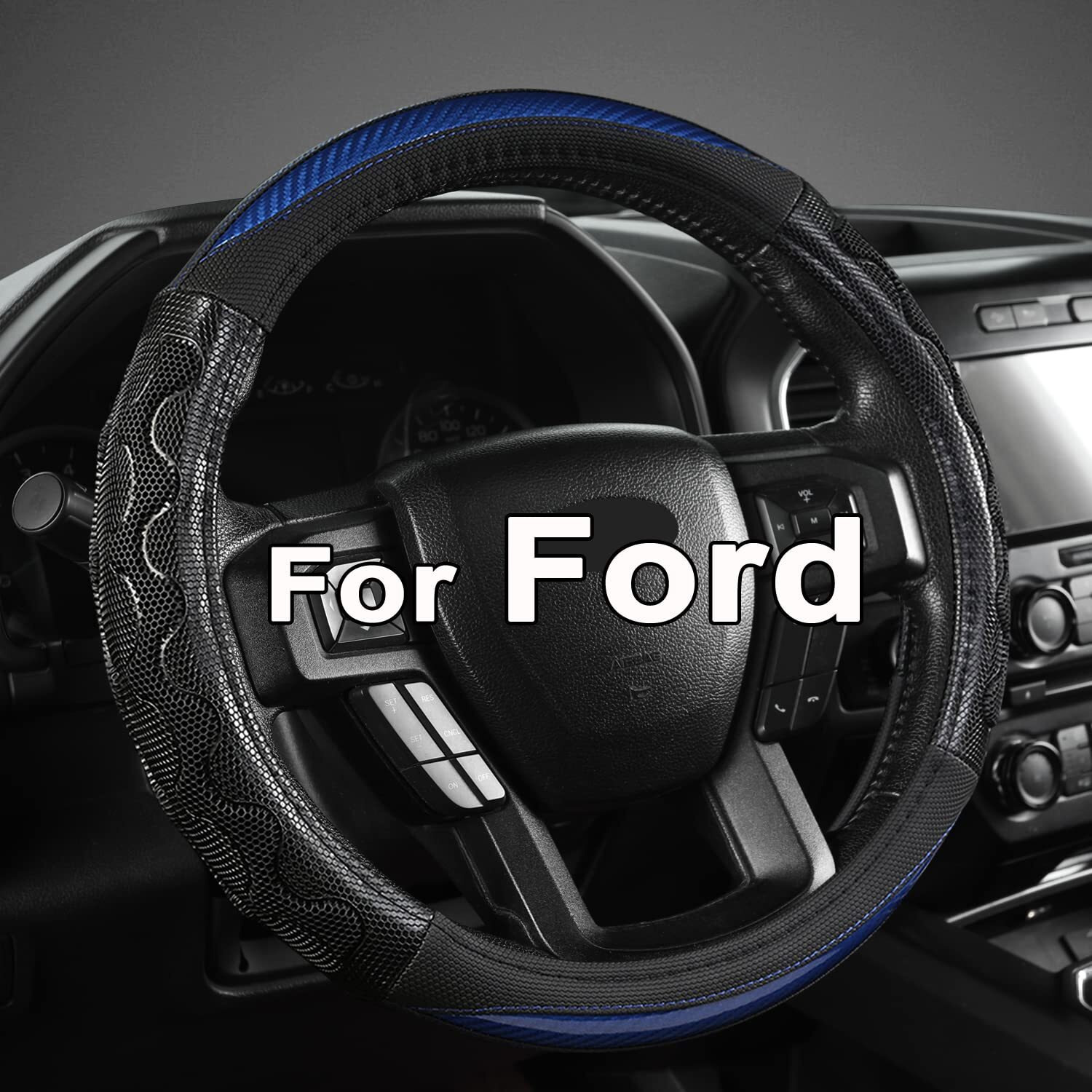 Giant Panda Car Steering Wheel Cover For Ford F150 F250 F350 Expedition 15.5-16 Inches - Blue