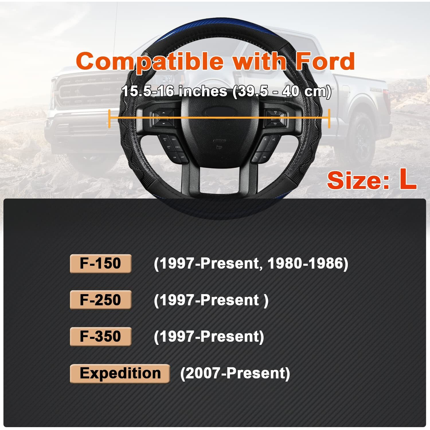 Giant Panda Car Steering Wheel Cover For Ford F150 F250 F350 Expedition 15.5-16 Inches - Blue