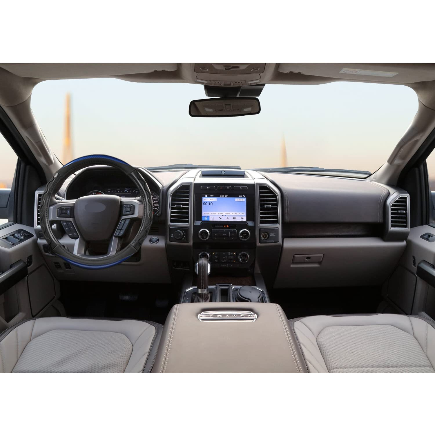 Giant Panda Car Steering Wheel Cover For Ford F150 F250 F350 Expedition 15.5-16 Inches - Blue