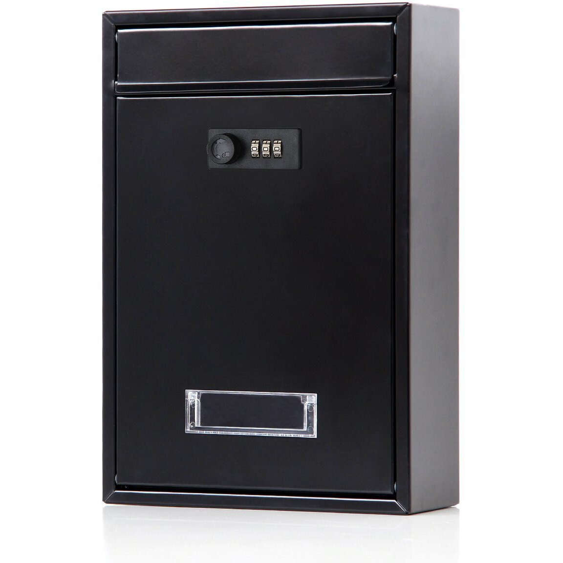 Locking Mailbox Wall Mounted Vertical- Jssmst Mail Boxes With Combination Lock Large Capacity  12.6 X 8.46 X 3.35 Inch  Black  Sm-0601Cm Medium