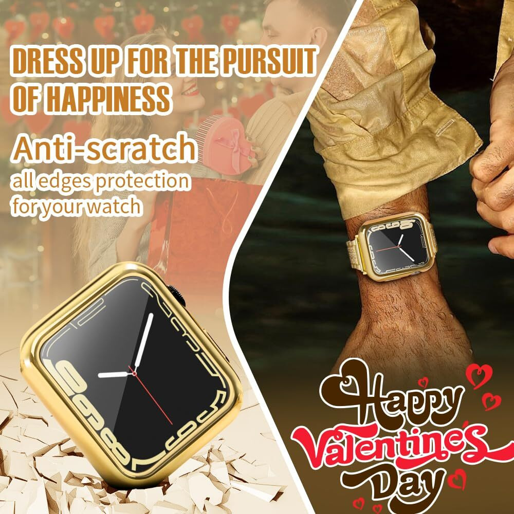 Top4Cus 38Mm Cover Soft Tpu Anti-Scratch Lightweight 38Mm Iwatch Case All-Around Screen Protector  Optional Cases Compatible With Apple Watch Series 10/9/8/7/6/Se/Se2/5/4/3/2/1 -Gold