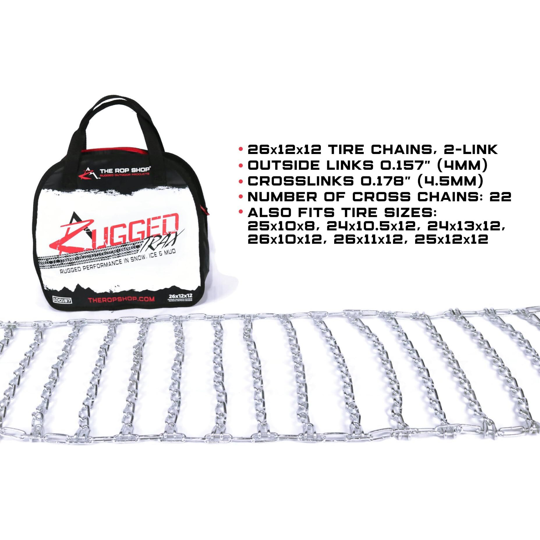 The Rop Shop | Pair Of 2 Link Tire Chains 26X12X12 For Snow Blowers  Lawn & Garden Tractors  Mowers & Riders  Utv  Atv  4-Wheelers  Utility Vehicles