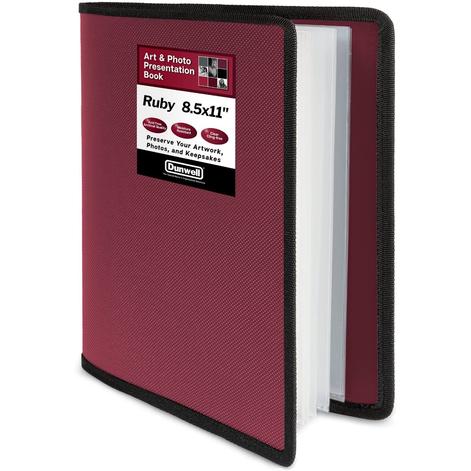Dunwell Portfolio Folder For Artwork (Ruby) - 8.5 X 11 Binder Folder With Plastic Sleeves  24 Pockets For 48 Pages  Art Portfolio Binder Organizer  Flexible Poly Cover  Letter Size Presentation Folder