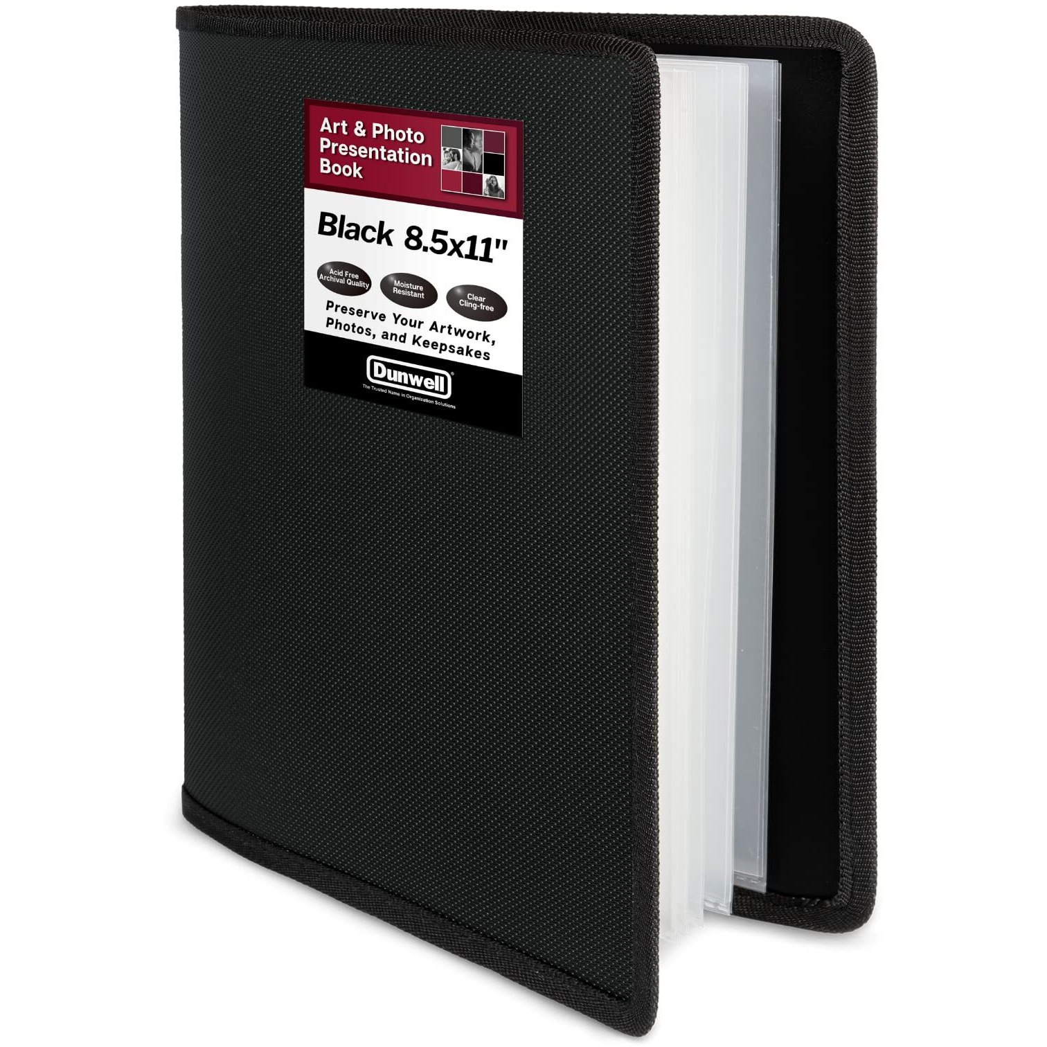 Dunwell Art Portfolio Binder 85X11 - (Black) Portfolio Folder For Artwork  Letter Size Document  Flexible Cover Presentation Book  Portfolio Organizer With Clear Sleeves  Shows 48 Pages  Archival