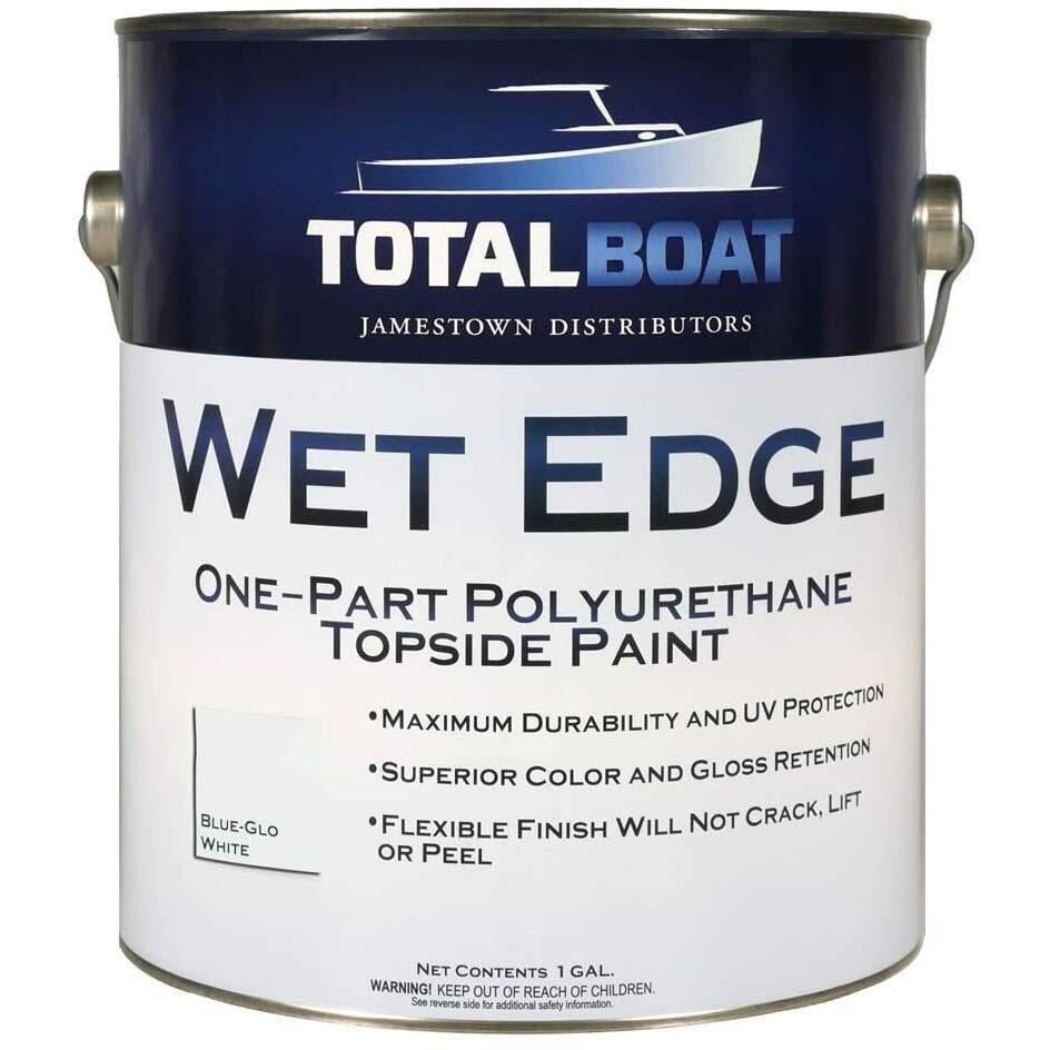 Totalboat Wet Edge Marine Topside Paint For Boats  Fiberglass  And Wood (Blue-Glo White  Gallon)