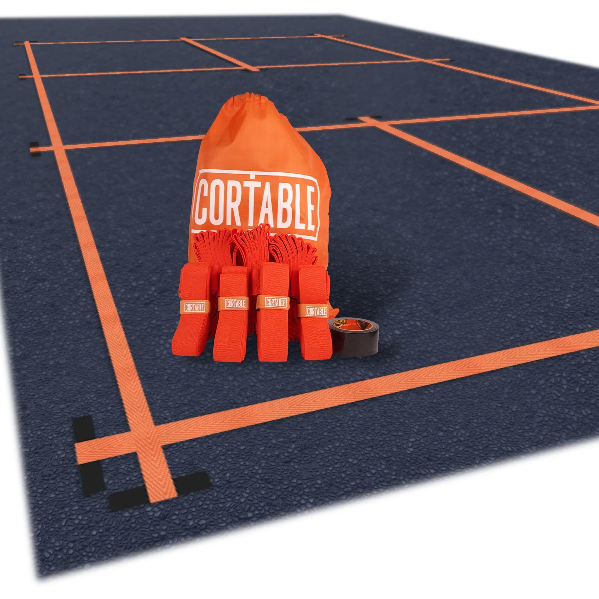 Cortable Temporary Pickleball Court Lines - The Original - Portable Pickleball Court Marking Kit  Lines For Court Outdoor Or Indoor  Pickle Ball Court Dimensions  No Measuring Needed  Net Not Included