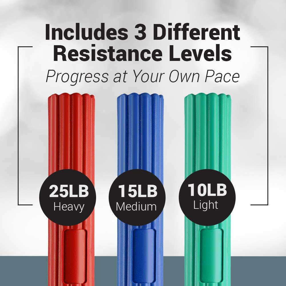 Logest Twist Hand Exerciser Bars - 3 Piece Flexible Bars Strengthener Set - Tennis Elbow  Golfer's Elbow  Tendonitis  Wrist  Forearms Pain Relief Therapy Bar - Wrist And Arm Strengthener Twist Bar