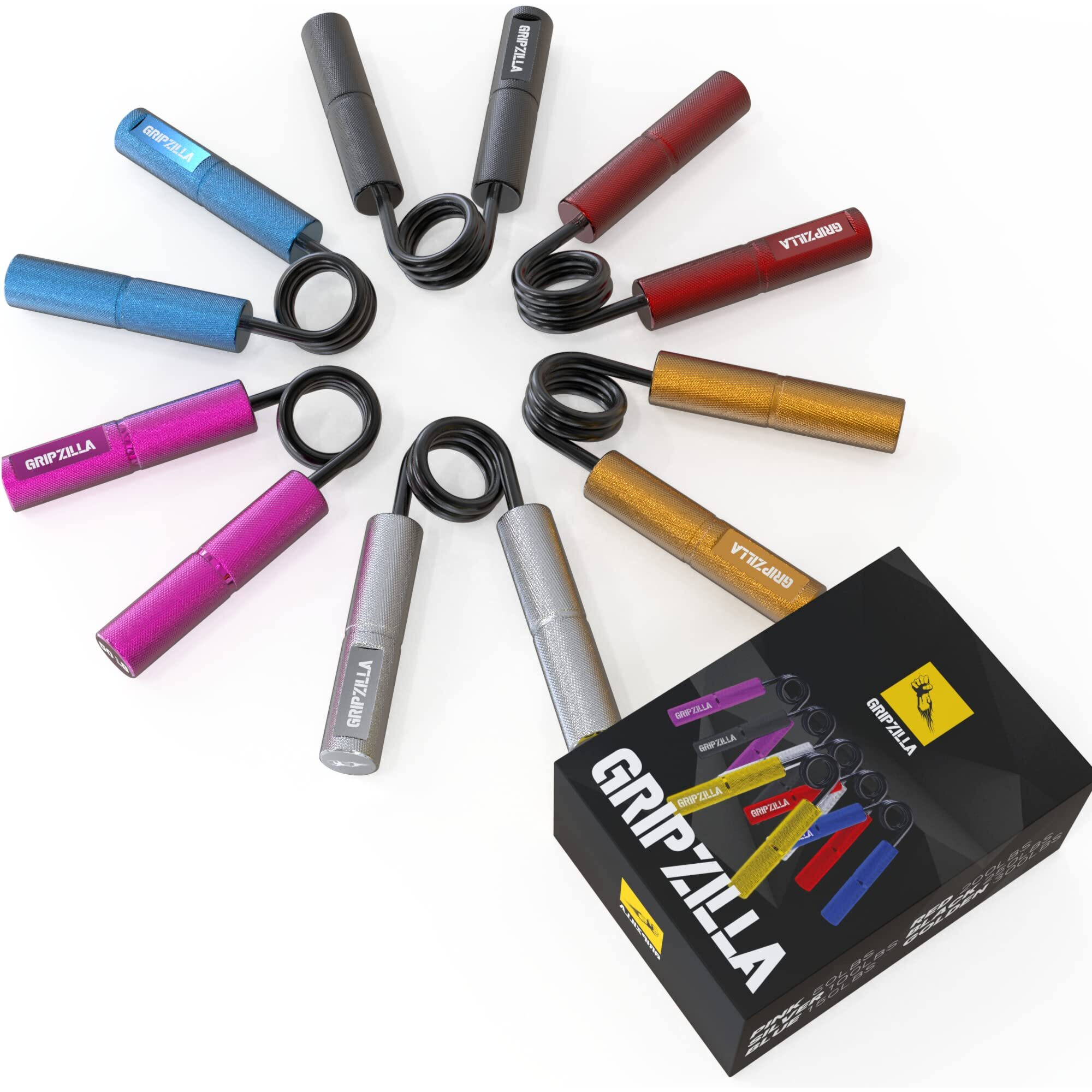 Gripzilla Ultimatum Hand Grip Strengthener Workout Kit  50-300Lb 6Pc For Finger Exercise  Wrist Training  Forearm Builder Kit Multicolor